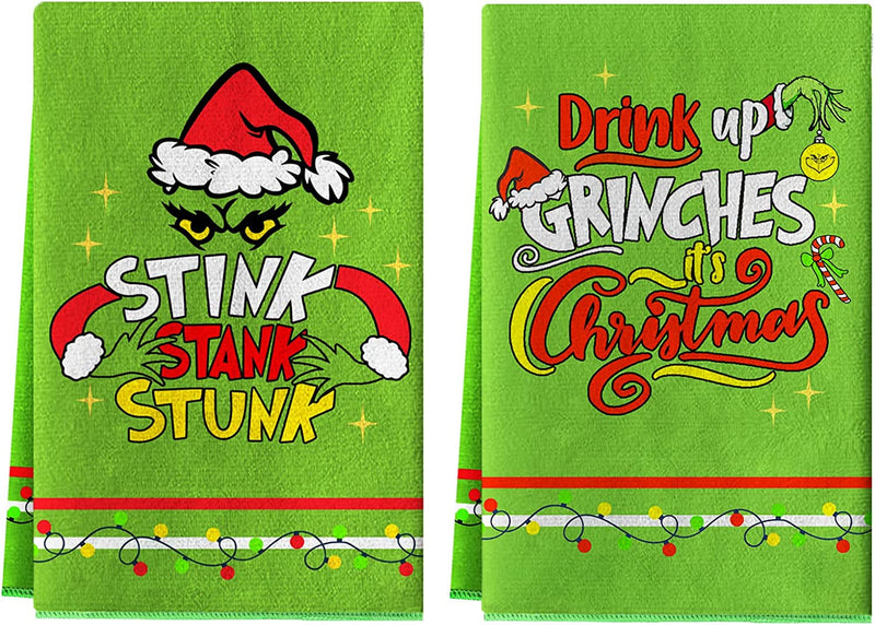 Christmas Kitchen Towels 2 Pieces Christmas Dish Towels Hand Towels Housewarming Gifts for New Home, Christmas Farmhouse Decor for Kitchen/Bedroom/Bathroom(17.7 X 27.5 Inch)