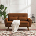 48" Small Loveseat Sofa, Mid Century Modern Love Seat Couch, 2 Seat Tufted Couches with Throw Pillows for Living Room, Apartment, Bedroom and Small Spaces, Orange