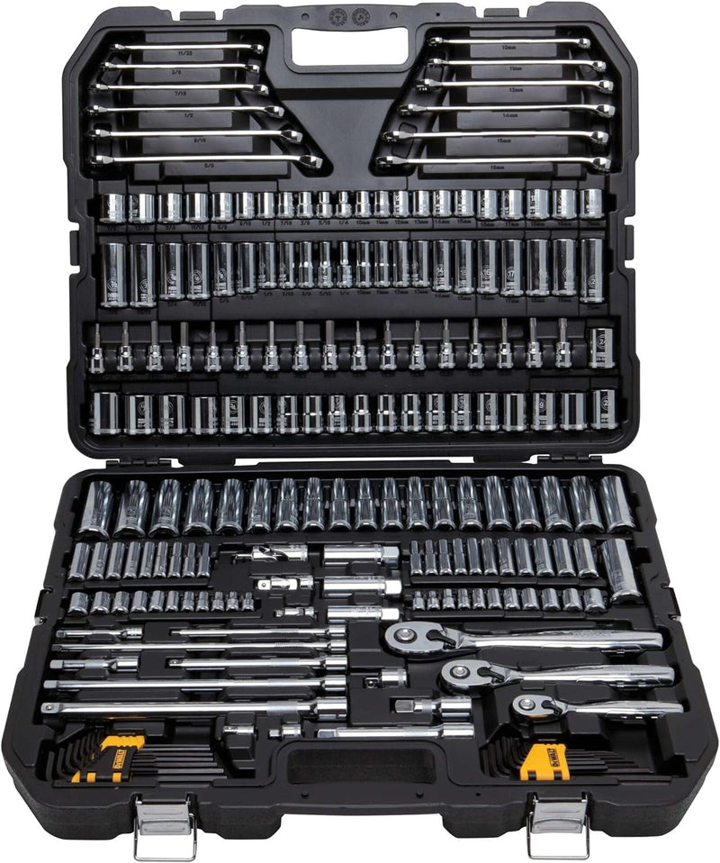 DEWALT Mechanics Tools Kit and Socket Set, 204-Piece, 1/4" & 3/8" & 1/2" Drive, MM/SAE (DWMT72165)