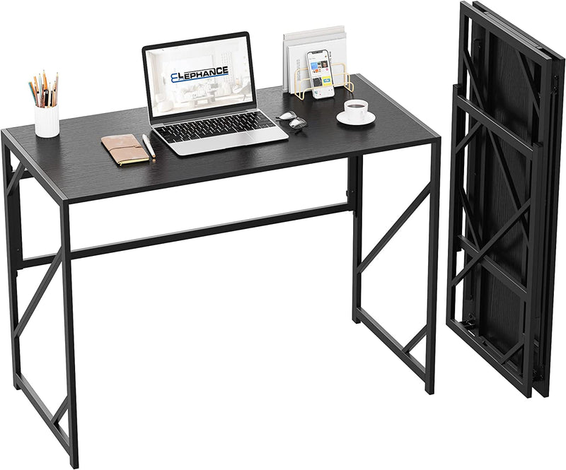 Elephance Folding Desk Writing Computer Desk for Home Office, No-Assembly Study Office Desk Foldable Table for Small Spaces