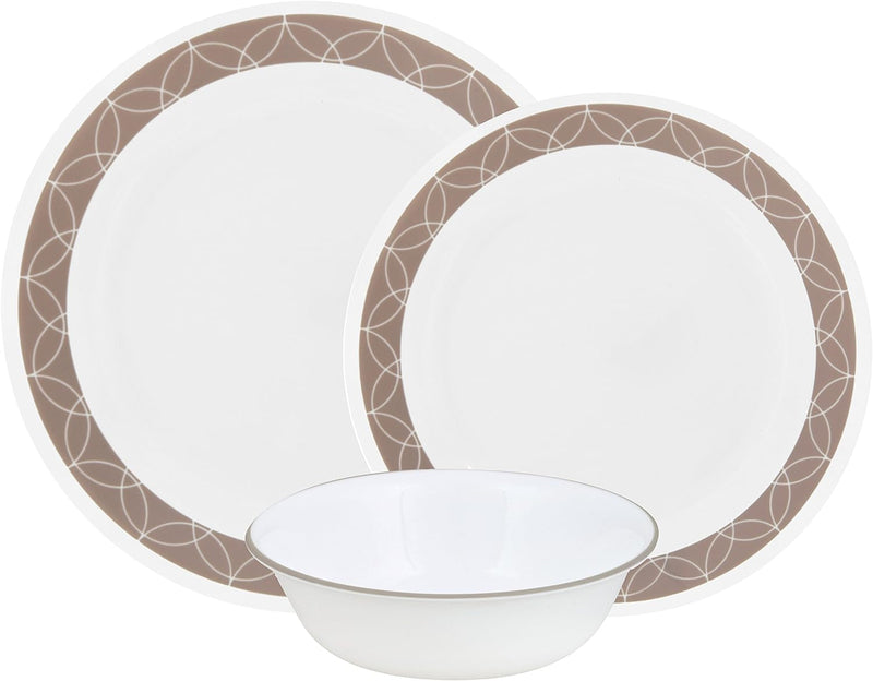 Corelle 1127004 Sand Sketch Chip & Break Resistant 12Pc Dinner Set, Service for 4, Brown, 27.94 X 12.38 X 26.67 Cm