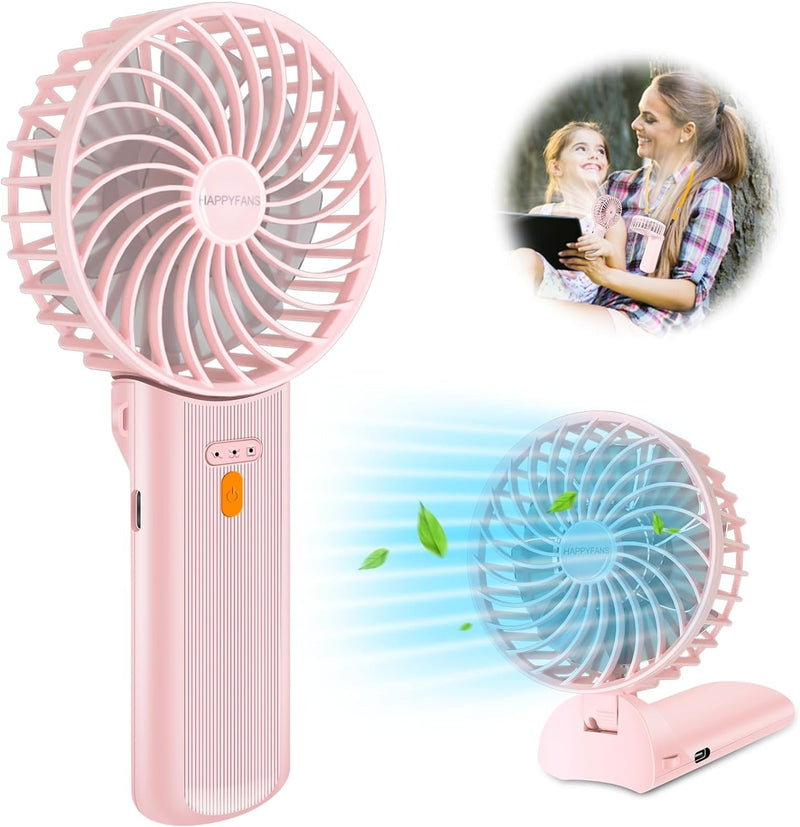 2024 Upgraded Portable Fan,Small Handheld Fan with Foldable Handle,Mini Desk Fan up to 20H Cooling Time,Quiet Neck Fan with Rope,Travel Essentials