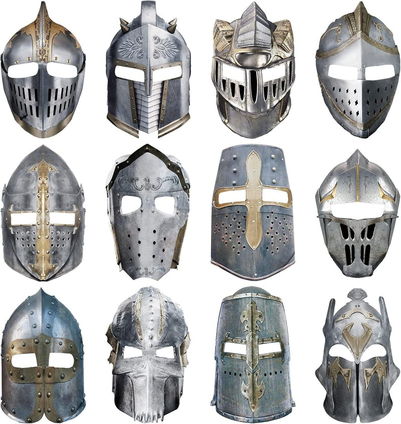 Frienda 24 Pcs Knight Masks for Kids Medieval Party Decor Paper Knight Helmets Masquerade Mardi Gras Mask Costume Gift for Christmas