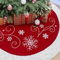 48 Inches Christmas Tree Skirt, Luxury Red Velvet Tree Skirt with Sequin Embroidery for Xmas Holiday Party Decorations Christmas Ornaments