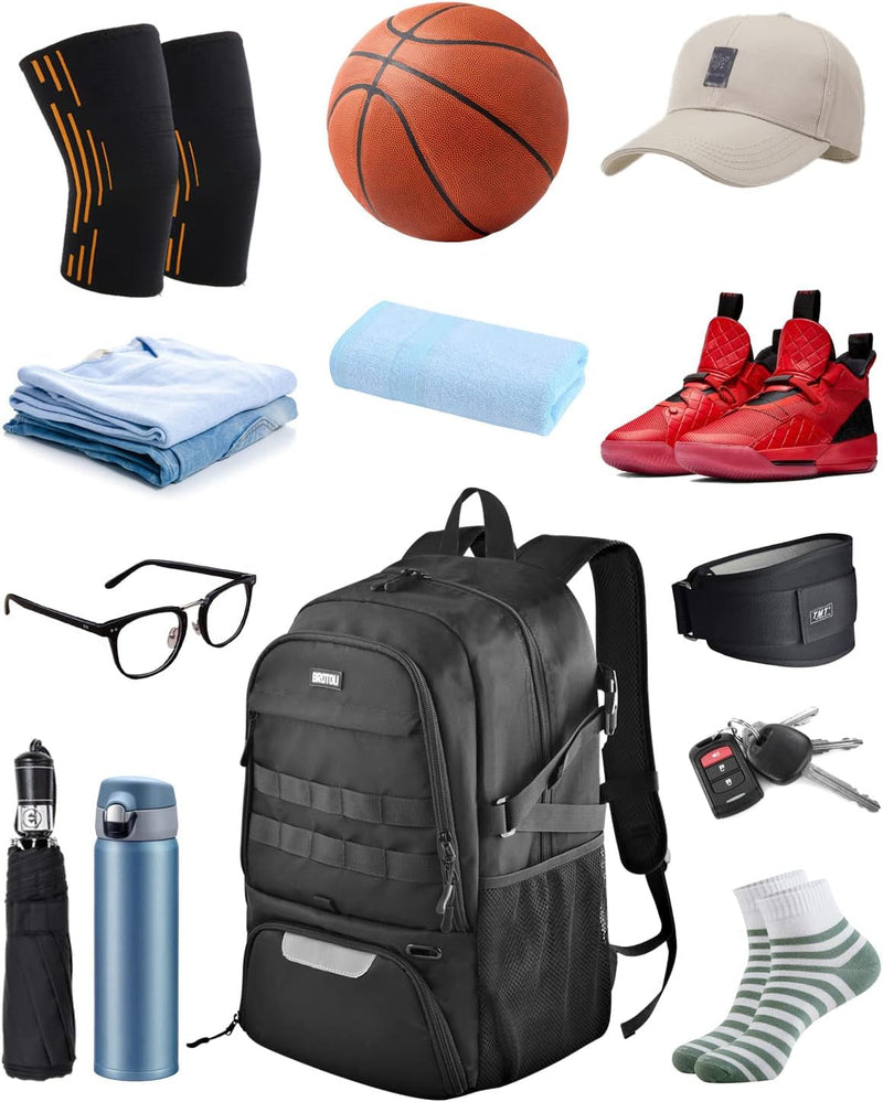 BROTOU Basketball Bag, Soccer Backpack Volleyball Football Backpack Sports Gym Bag with Shoe&Ball Compartment