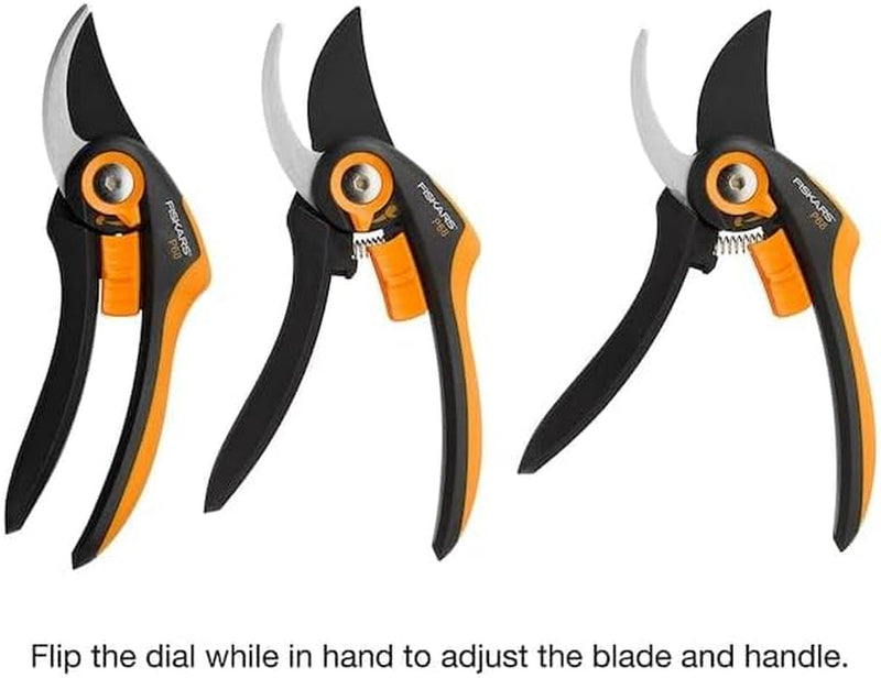 Fiskars Smartfit Pruner Bypass P68, Cutting Diameter Adjustable up to 5/8" Cut, Steel Blades with Non-Stick Coating/Fiberglass Reinforced Plastic Handles, Length:8 Inches, Black/Orange, 391171-4001