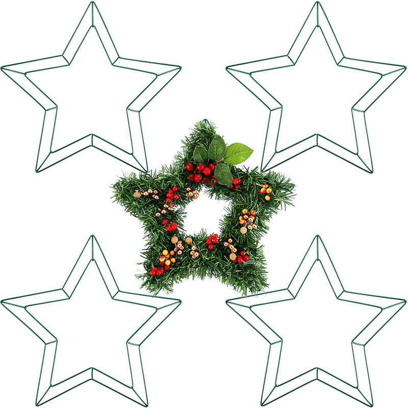 12 Inch Star Wire Wreath Frame Metal Star Wreath Frames for Independence Day Valentines St. Patrick'S Day Holiday Decorations Floral Arrangements Craft DIY Home & Garden > Decor > Seasonal & Holiday Decorations Patelai 5  