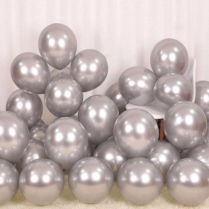12 Inch Thicken Durable Balloon Party Supplies Wedding Birthday Metallic Face Latex Balloons for Holiday Events Party Decoration Arts & Entertainment > Party & Celebration > Party Supplies CN Silver  