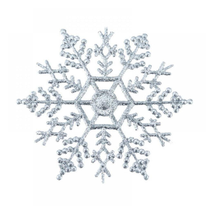 12 Pcs Christmas Snowflake Ornaments Plastic Glitter Winter Snowflakes Large Snow Flakes for Hanging Christmas Tree Decorations Wedding Frozen Birthday Party Supplies Xmas Home Decor,4 Inch  Hardlegix 12 Pack Silver 