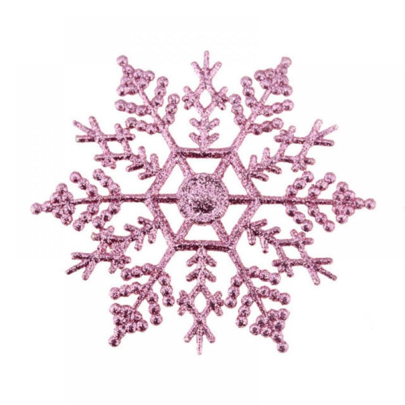 12 Pcs Christmas Snowflake Ornaments Plastic Glitter Winter Snowflakes Large Snow Flakes for Hanging Christmas Tree Decorations Wedding Frozen Birthday Party Supplies Xmas Home Decor,4 Inch  Hardlegix 12 Pack Pink 
