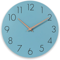 12'' Wooden Wall Clock - Plumeet Frameless Clocks with Silent Quartz Movement - Modern Style Village Wall Clocks Decorative Home Kitchen - Battery Operated (White) Home & Garden > Decor > Clocks > Wall Clocks Plumeet Blue 12 inches 