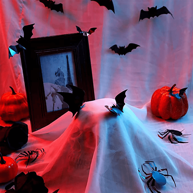 120PCS Halloween Party Decorations Bat Spider Stickers Decor PVC 3D Scary Bats Spider, DIY Halloween Wall Decor Indoor Stickers Decor Fear Decal Home Window Decoration Set Arts & Entertainment > Party & Celebration > Party Supplies CROOT   