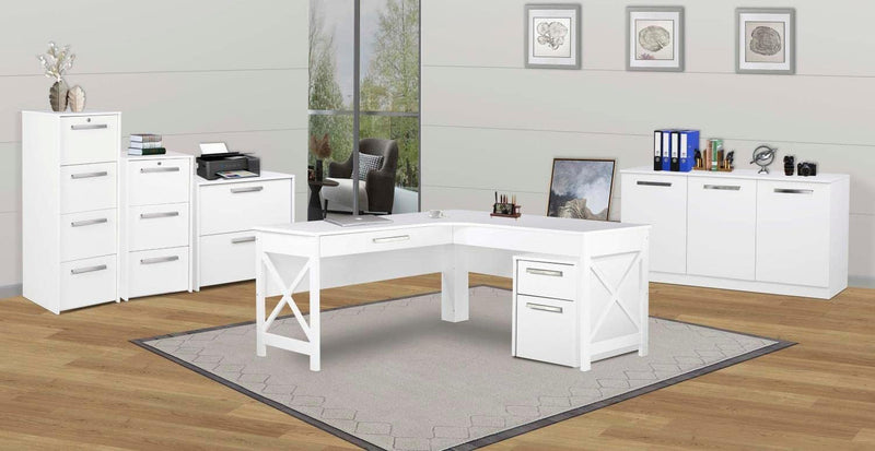 Alaska Modern Farmhouse L-Shaped Desk with Drawer