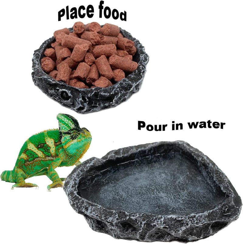 2 Pack Reptile Feeding Dish Corner Bowl, Reptile Water Dish Food Bowl, Reptile Feeding Terrarium Bowls for Bearded Dragon Lizard Frog Gecko Tortoise Hermit Crab