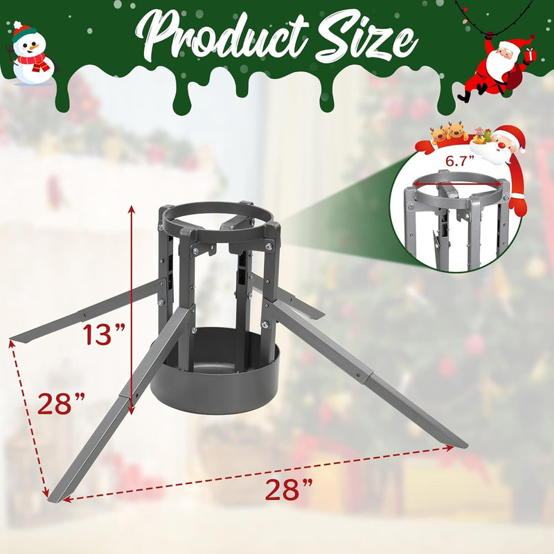 Christmas Tree Stand for Real Trees, Christmas Tree Base with Removable Retractable Support Legs, Suitable for Trees with 2.2 to 5.9 Inch Trunks and up to 10 Feet Tall, Silver