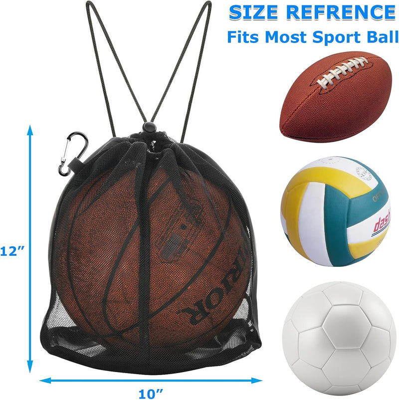 Cosmos Single Ball Bag Mesh Carry Bag Sport Game Ball Storage Bag Drawstring Sackpack Sling Back Bag for Carrying Basketball Volleyball Rugby Ball Soccer Football, Also as Swim Bag Gym Bag Sports Bag