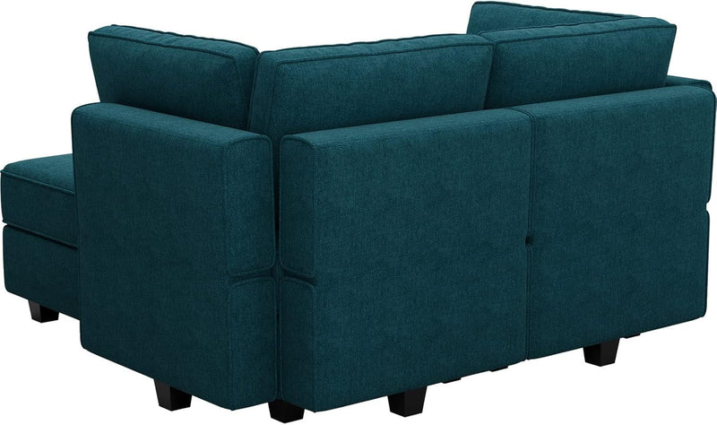 Belffin Modular Small Sofa Sectional Sleeper Couch Convertible Sectional Sofa Bed Set for Small Space Peacock Blue