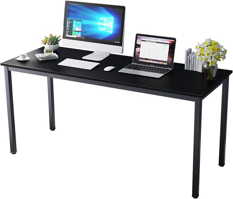 Dlandhome 63 Inch Computer Desk Home Office Table Writing Desk Study Table Gaming Desk Workstation, Black