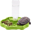 2 in 1 Reptile Water Dish & Food Dish with Bottle, Automatic Refilling Water Bowl for Tortoise Hermit Crab Turtle Bearded Dragon Lizard Gecko Frog, Large Reptiles Feeding Dispenser(Blue)