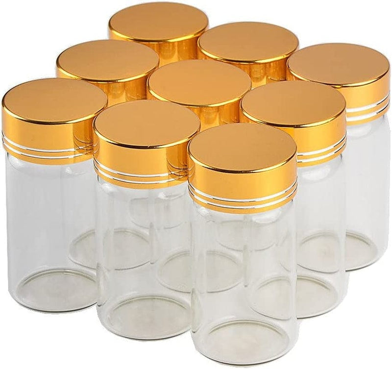 12Units Empty Jars Glass Bottle with Aluminium Gold Color Screw Cap 60ML Sealed Liquid Food Gift Container (12, 60Ml-Golden Lid) Home & Garden > Decor > Decorative Jars Jarvials 50 25ML-Golden Lid 