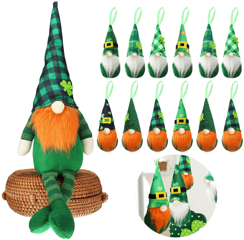 13 Pieces St. Patrick'S Day Gnome Felt Gnome Ornaments Set Include Cute Plush Leprechaun 12 Pieces Hanging St Patrick Gnome St Patrick'S Day Decorations Shamrock Decor for St. Patrick'S Day Party Arts & Entertainment > Party & Celebration > Party Supplies Civaner   