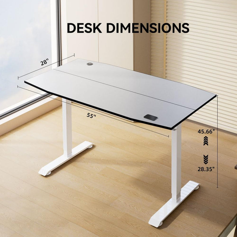 Electric Height Adjustable Standing Desk Home Office Workstation (Grey, 55 * 28 Inch)