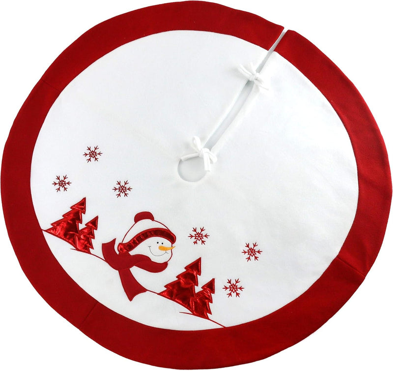 Athoinsu Christmas Tree Skirt with Adorable Snowman Xmas Holiday Decoration Party Supplies, 36''