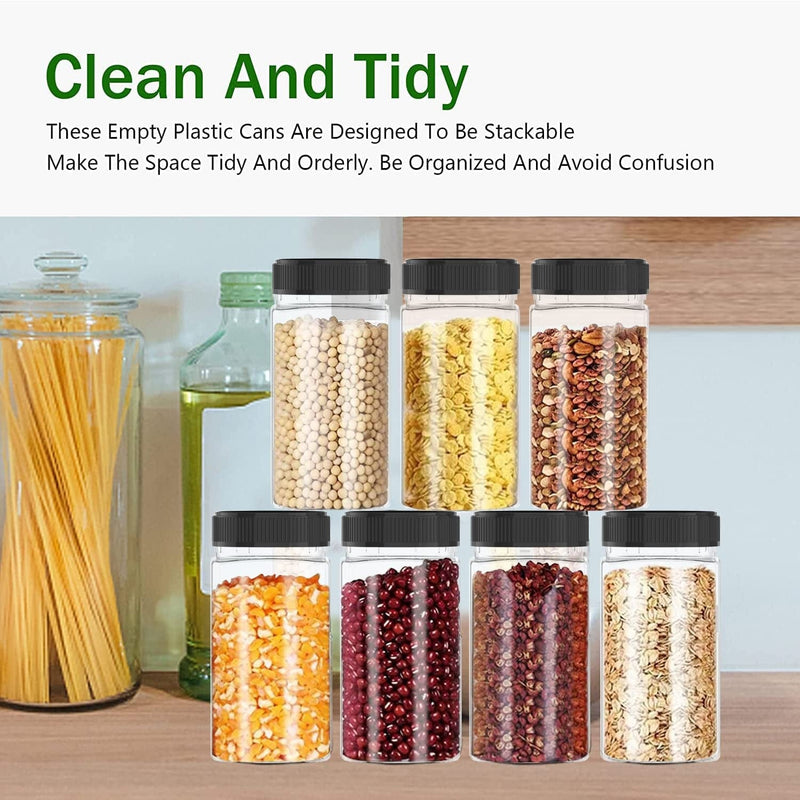 14 Ounce Storage Jars Refillable Clear Plastic Jars for Kitchen and Household Storage, 6 Pack