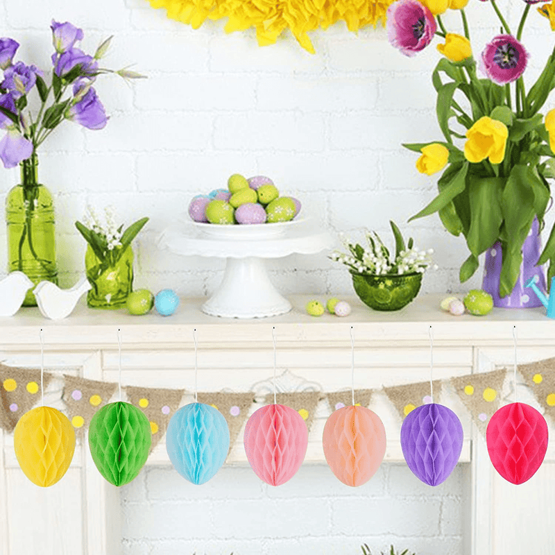 14 Pcs Easter Basket Stuffers,Easter Decorations Egg Hanging Ornaments,Colorful Tiny Honeycomb Balls Easter Tree,Easter Decorations Clearance for Kids School Home Gardening Office Party Supplies Gifts