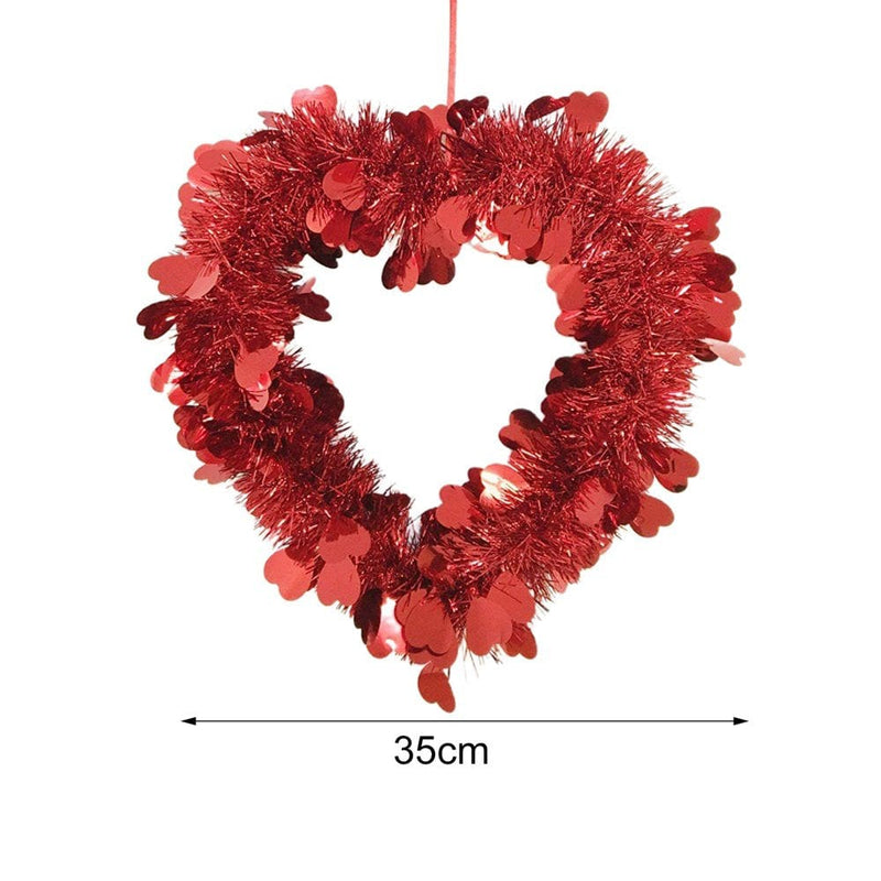 14" Valentines Wreath for Front Door, Heart Iron Floral Garland for Indoor Outdoor Decorations, Valentines Day Heart Shaped Wreath Sign Wall Hanging Decor Home & Garden > Decor > Seasonal & Holiday Decorations Manunclaims   