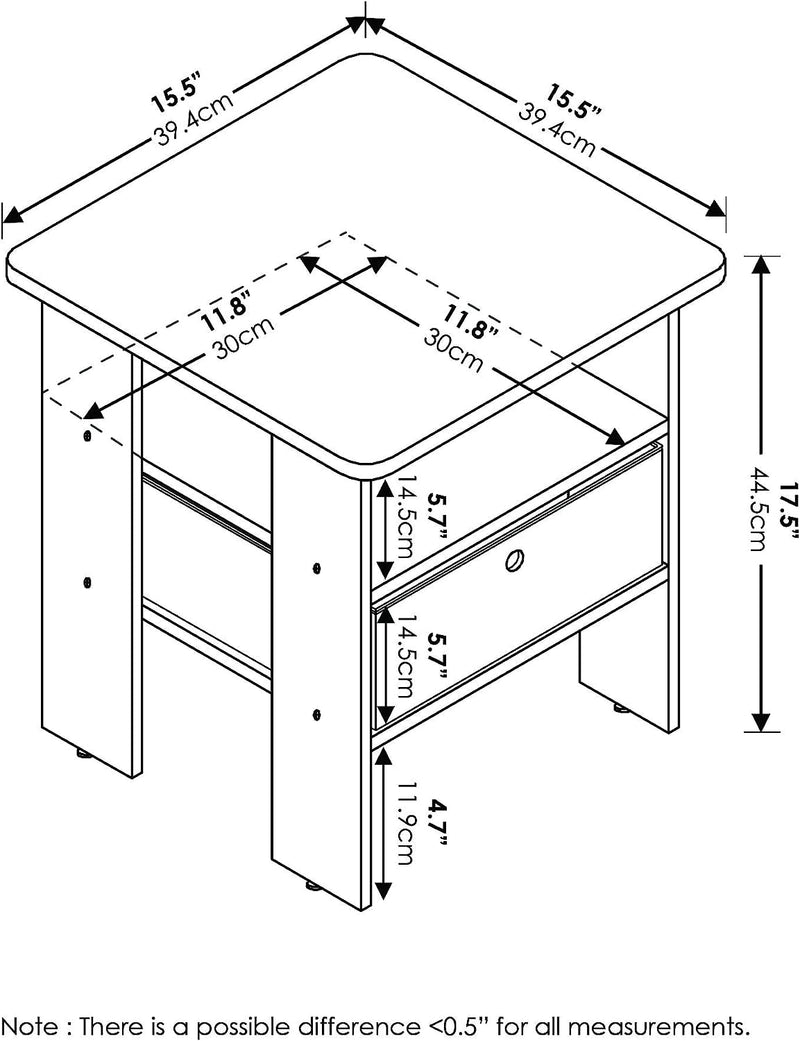 Furinno Econ Computer Desk and End Tables Set (French Oak Grey)