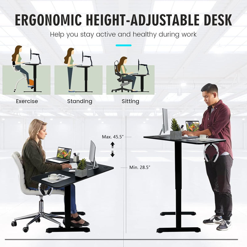 COSTWAY L Shaped Electric Adjustable Desk, L-Shaped Standing Computer Desk W/Splice Tabletop, 2 Hooks & Rolling Casters, Sit-Stand Corner Desk W/ 4 Memory Positions for Home Office (Black)