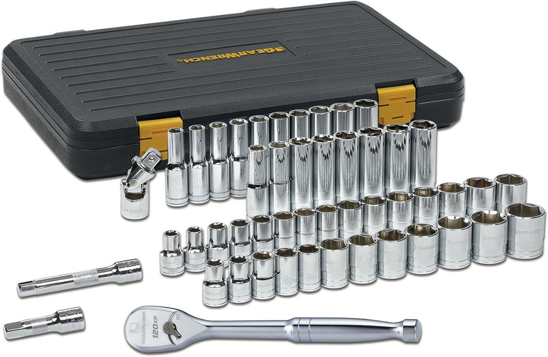 GEARWRENCH 56 Pc. 3/8" Drive 6 Pt. 120XP Mechanics Tool Set, Standard & Deep, Sae/Metric - 80550P