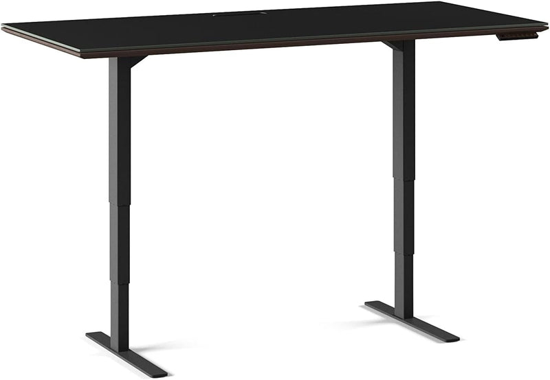 BDI Furniture Sequel 20 6152-66" X 30'' Standing Desk for Home or Office, Electric Height Adjustable with Memory Preset and Glass Top, Charcoal Stained Ash
