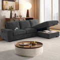 EASELAND 101“ Convertible Sectional Sofa, 3-Seat L Shape Couch for Living Room, Chenille Modern Comfy Sofa with Reversible Storage Chaise for Bedroom, Deep Seat Sofa with Removable Cover (Dark Grey)