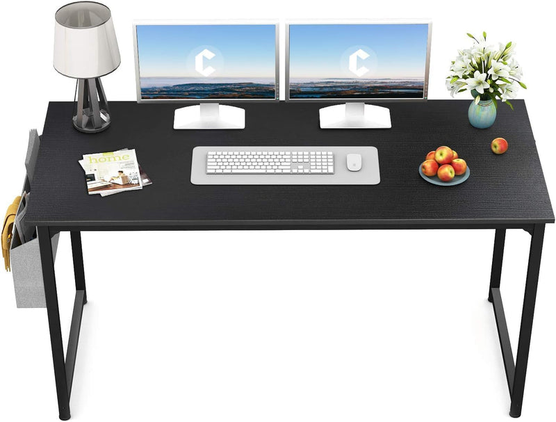 Cubicubi Computer Desk 40" Study Writing Table for Home Office, Modern Simple Style PC Desk, White Metal Frame, White