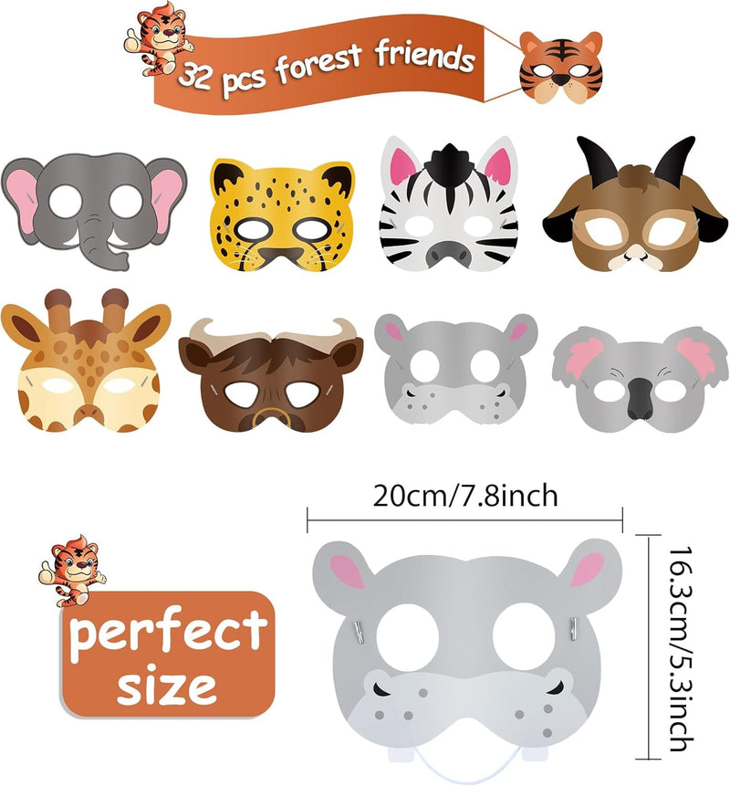 Blulu Animal Masks Party Favors Animal Masks for Unisex Jungle Safari Themed Birthday Dress up Party Supplies(16 Pieces)