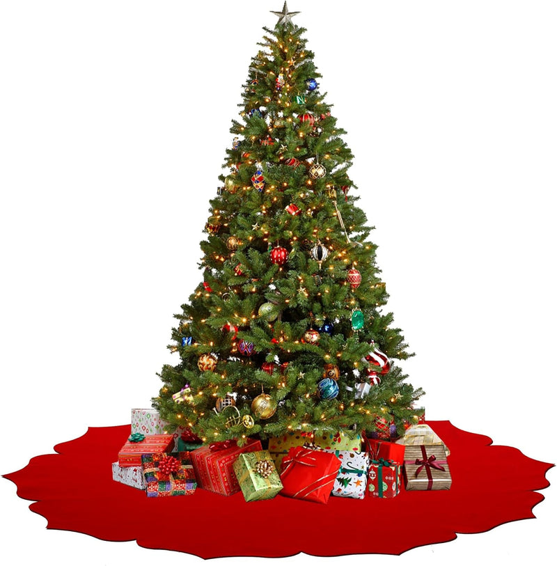 Christmas Tree Skirt,48 Inch Classic Non-Woven Fabric Red Tree Skirt,For Xmas Tree and Holiday Indoor Decoration(Red, Small)