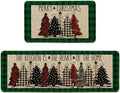 Artoid Mode Buffalo Plaid Xmas Tree Merry Christmas Kitchen Mats Set of 2, Winter Home Decor Low-Profile Kitchen Rugs for Floor - 17X29 and 17X47 Inch