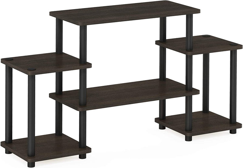 Furinno Turn-N-Tube No Tools Entertainment TV Stands, Dark Brown/Black