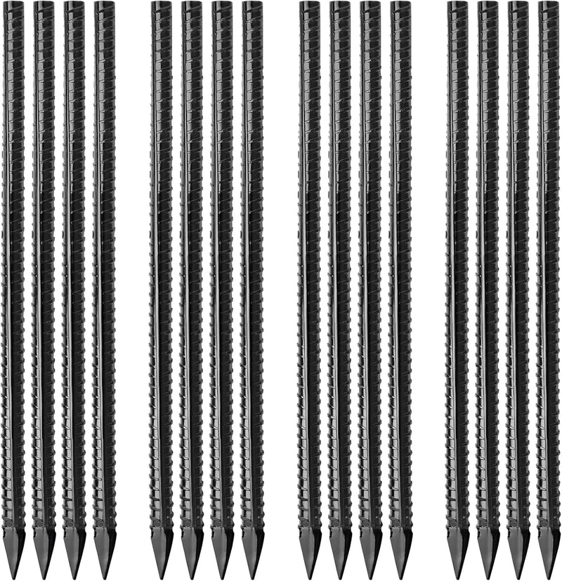 12 Inch Rebar Stakes J Hook Ground Stakes 16-Pack Heavy Duty Galvanized Chain Link Fence Stakes Metal Tent Stakes for Outdoor Lawn Decorations Inflatables Canopy Swing Set