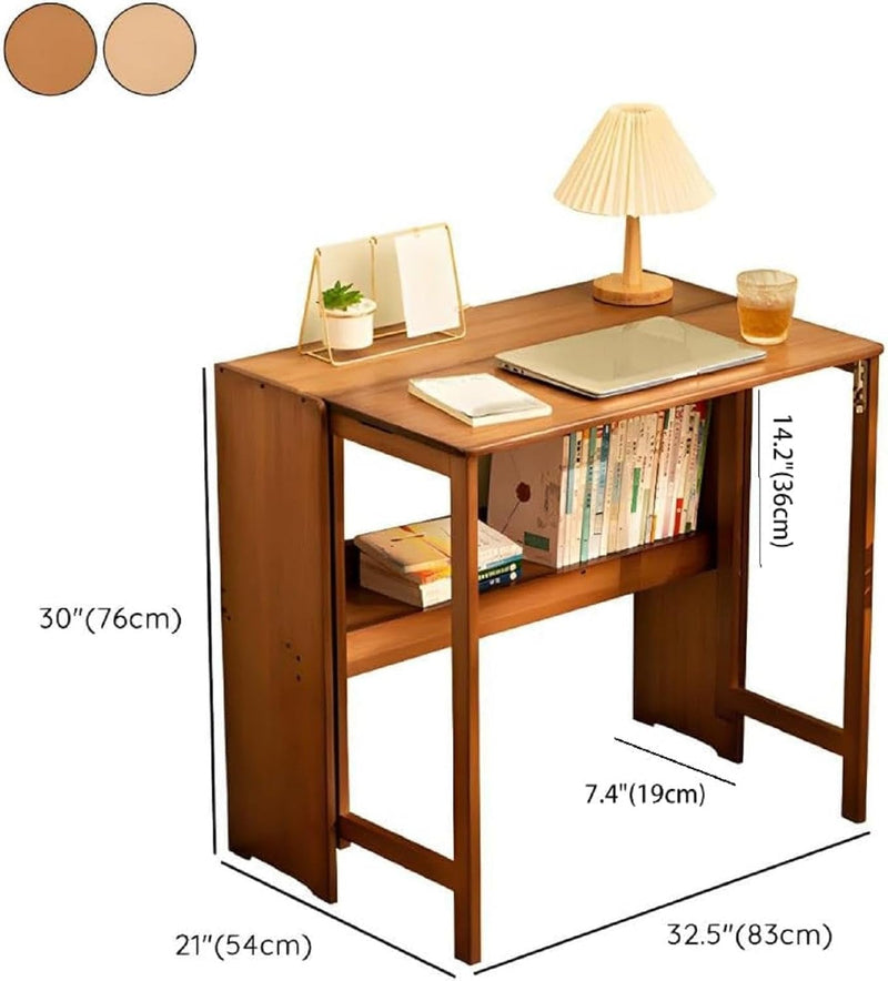 Bamboo Folding Desk/ L Office Computer Desk ,Desk with Storage Shelf and Collapsible Feature Rectangular,Ki*Ds Learning Computer Workstation and Writing Desk,For Home Office Bedroom Small Spaces