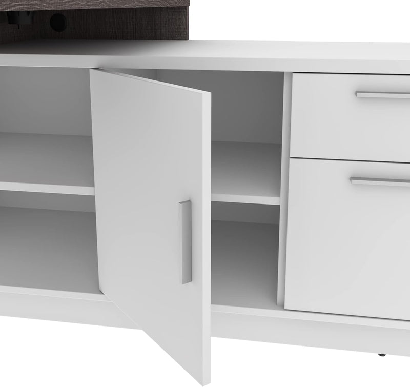 Bestar Equinox L-Shaped Desk in Bark Grey & White, 72W