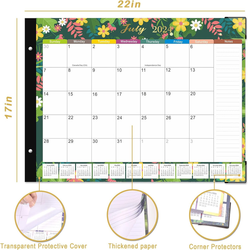 Desk Calendar 2024-2025 Large 22X17, Runs from Now to JUN 2025, Desk Top Calendar 2024-2025 for Planning and Organizing Office or Home