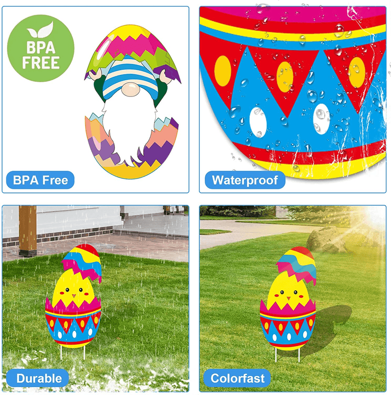 17 Pieces Easter Outdoor Decorations, Easter Yard Signs Easter Rabbit Eggs Chick Yard Signs, Happy Easter Outdoor Lawn Decors with Stakes, Waterproof Easter Party Supplies Home & Garden > Decor > Seasonal & Holiday Decorations CAPIVA   
