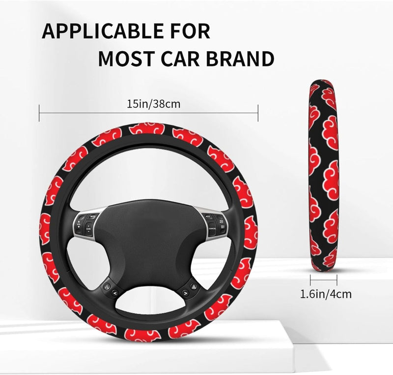 Anime Steering Wheel Cover Anime Car Accessories for Men Women with Keychains, 15 Inch Anti-Slip Car Steering Wheel Covers Universal Fit (A-Katsuki)