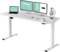 FLEXISPOT Adjustable Desk, Electric Standing Desk Sit Stand Desk Whole-Piece Desk Board for Home Office (EC1 Classic 48X24, White Frame+Rustic)