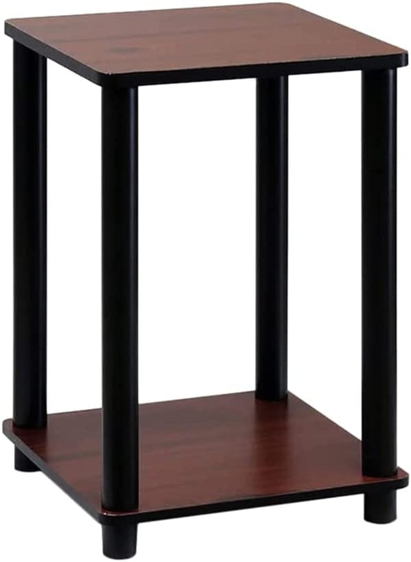 Furinno Turn-N-Tube End Side Night Stand/Bedside Table, 2 Tier, Dark Cherry