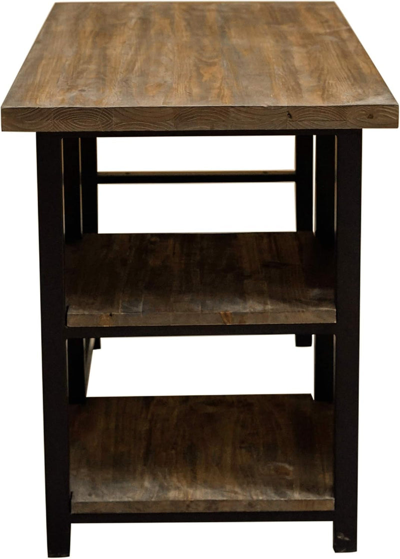 Alaterre Furniture Pomona 48" Metal and Solid Wood 2 Shelves Desk, 48In. Wide, Brown