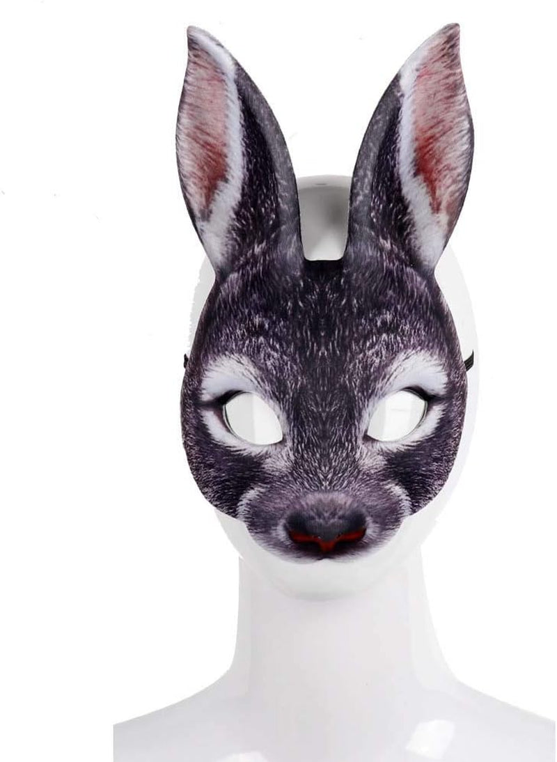 1Pcs Halloween Animal Mask Half Face Rabbit Ear Mask for Halloween Easter Costume Party Cosplay Props